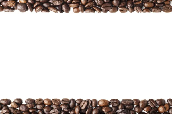 Chicchi Caffè Isolati Fondo Bianco Caffè Panorama Fondo Combinando Attenzione — Foto Stock