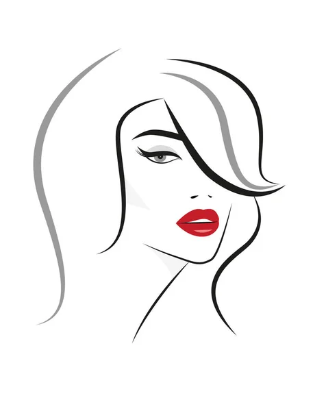 Silueta Mujer Con Labios Rojos Sobre Fondo Blanco — Vector de stock