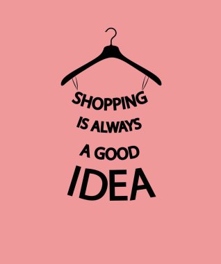 Fashion woman Dress from quote about shopping on pink background clipart