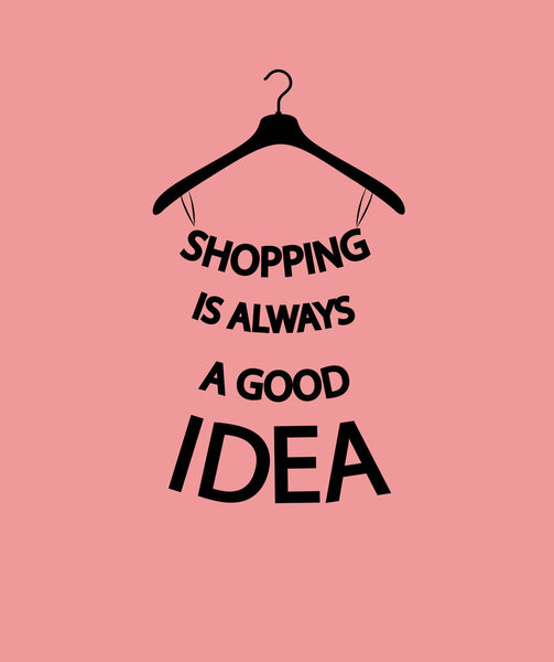 Fashion woman Dress from quote about shopping on pink background