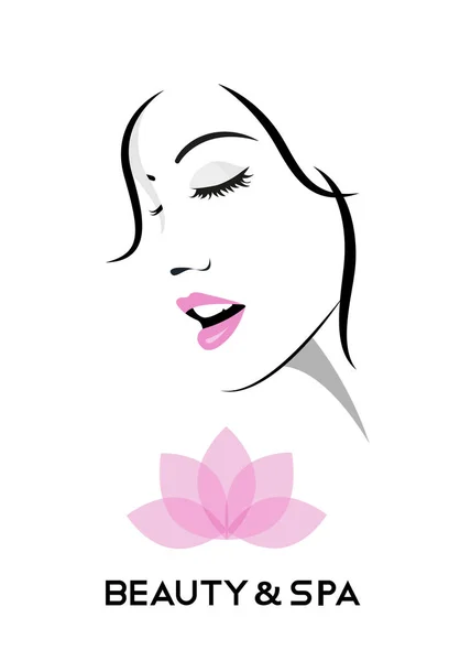 Logo Dla Salonów Piękności Spa Stylowe Kobieta Twarz Lotosu Kwiat — Wektor stockowy