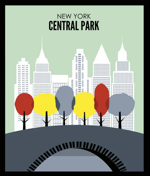 ニューヨークセントラルパークカラフルなバナー — ストックベクタ