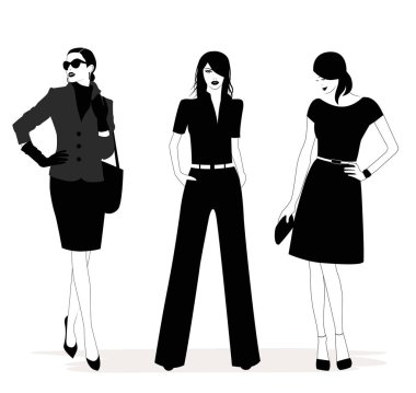 Moda stili kadınların tasviri. Vektör