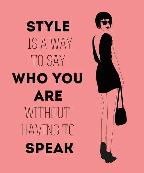 Fashion woman with  quote. Vector — Stock Vector
