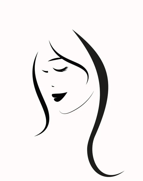 Logo Vector _ Pretty Woman do projektowania twarzy — Wektor stockowy