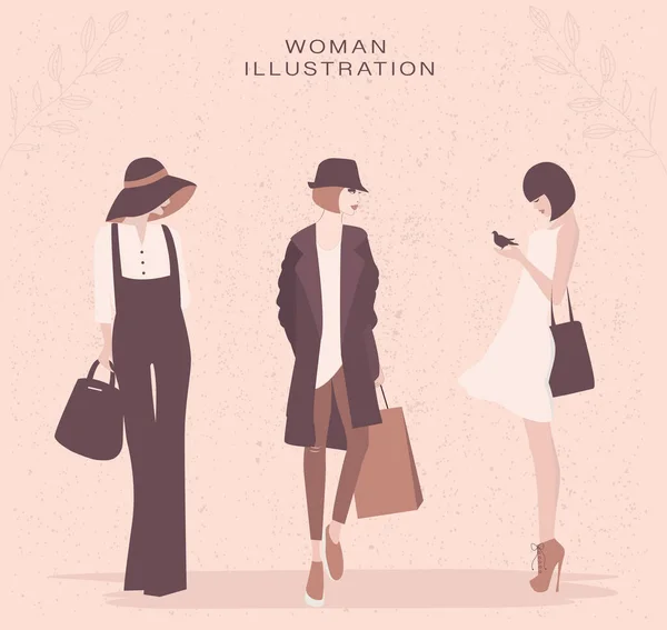 Moda Stylowa Kolekcja Kobiet — Wektor stockowy
