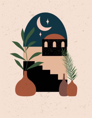 Boho tarzında çöl manzarası.