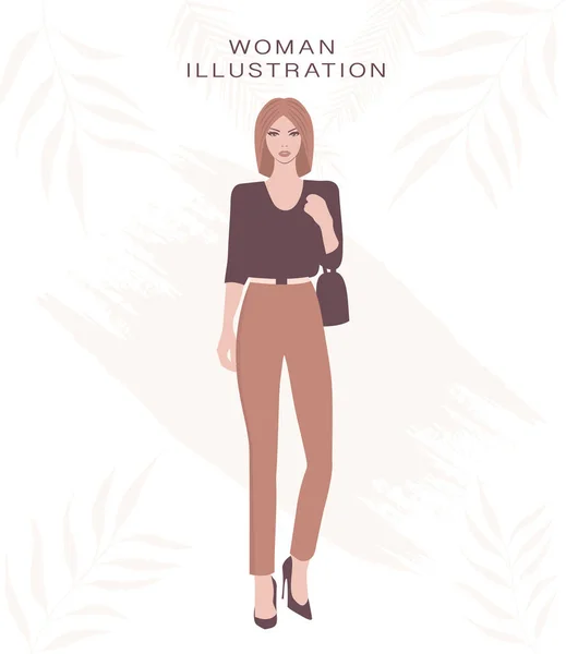 Fashion Vrouw Bloemen Achtergrond — Stockvector