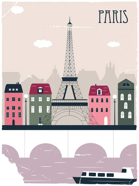 Paris City France Old Style — Stock Vector