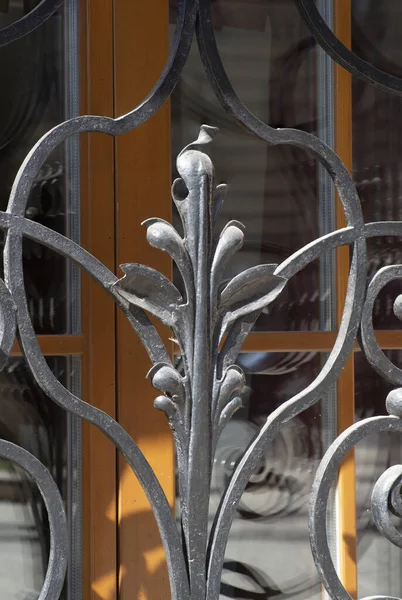 stock image old and modern decorative forged metal elements of fences, gates, window gratings