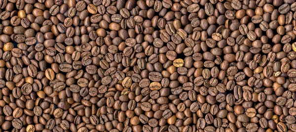 Smażone Ziarna Kawy Tło Widok Góry — Zdjęcie stockowe