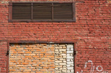 arka plan olarak kırmızı tuğlalardan eski duvarın dokusu