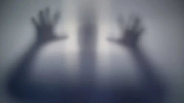 Schreckliche Silhouette Hinter Dem Film Beängstigend Übernatürlicher Außerirdischer Seltsames Wesen — Stockfoto