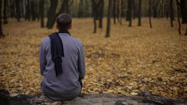 Ember Park Egyedül Szürke Tónusok Kifejezett Depresszió Szomorúság Melankólia — Stock Fotó