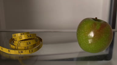 Teyp ve yeşil elma yağ ölçme mans buzdolabı, sağlık ve fitness, detoks