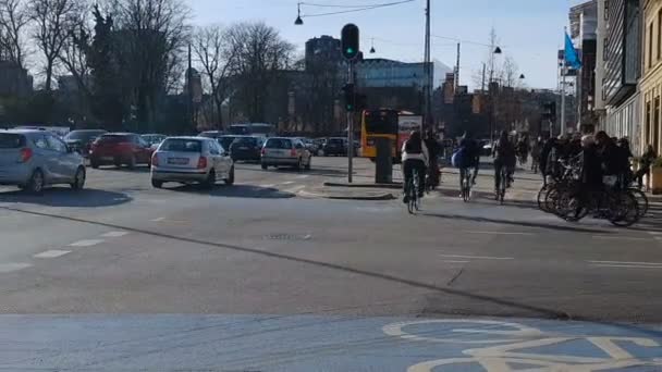 Copenhagen Denmark Circa April 2018 People City Copenhagen Citizens Going — Stock Video