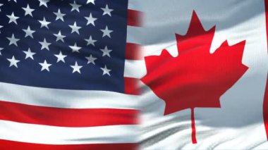 Amerika Birleşik Devletleri ve Kanada el sıkışma, Uluslararası dostluk, arka plan bayrak