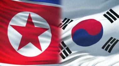 Kuzey Kore ve Güney Kore el sıkışma, Uluslararası dostluk, arka plan bayrak