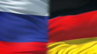 Rusya ve Almanya el sıkışma, Uluslararası dostluk Zirvesi, arka plan bayrak
