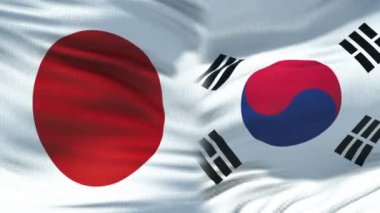 Japonya ve Güney Kore el sıkışma Uluslararası dostluk Zirvesi bayrak arka plan