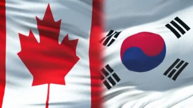 Kanada ve Güney Kore el sıkışma, Uluslararası dostluk, arka plan bayrak