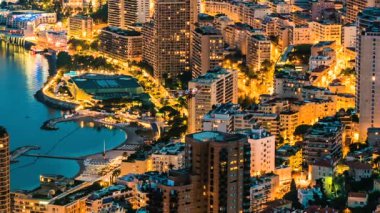 Güzel havadan görünümü, güzel ışıklı dolgu ve resort City'deki binalar