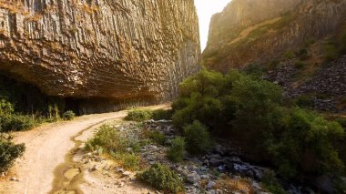Huge Garni Gorge with basalt columns, tourist attraction in Armenia, nature clipart