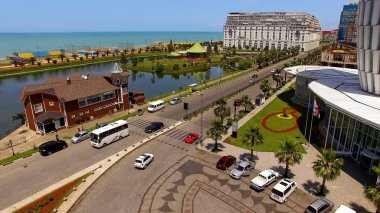Sahil Bulvarı ve Batum Gürcistan, resort şehir Ardagani gölde alanıyla