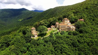 Eski Nekresi Manastırı'yeşil ağaçlar, Georgia havadan görünümü, din gezi