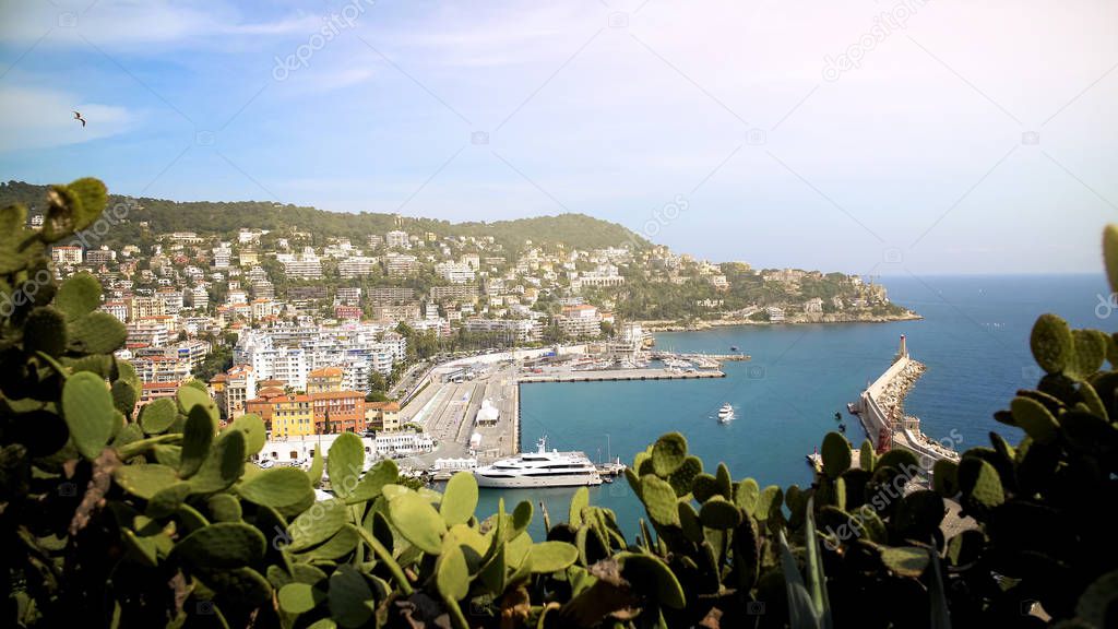 Fascinating view of luxury port with boats in Nice city, summer tourism vacation