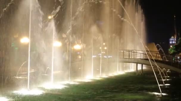 Spetterend Verlichte Fontein Water Toon Batumi Boulevard Oriëntatiepunt Van Stad — Stockvideo