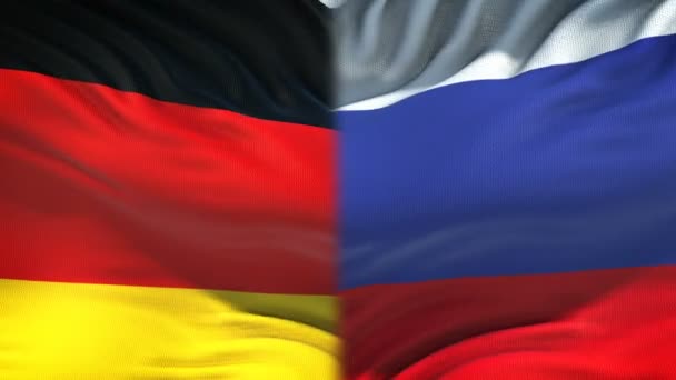 Germany Russia Conflict International Relations Fists Flag Background — Stock Video