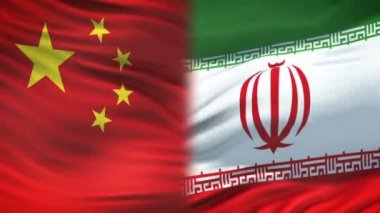 Çin ve Iran el sıkışma, Uluslararası dostluk ilişkisi, arka plan bayrak