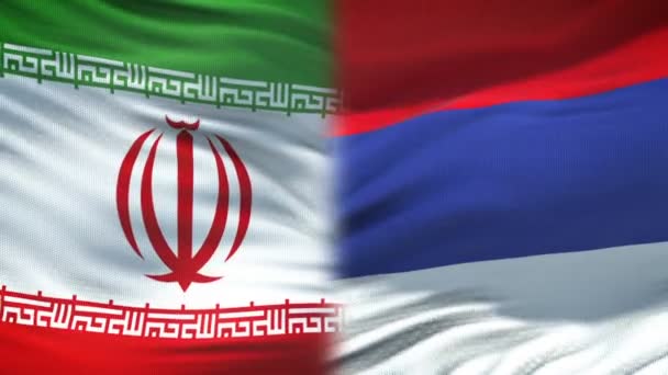 Ιράν Και Ρωσία Χειραψία Σχέσεις Διεθνούς Φιλίας Σημαία Φόντο — Αρχείο Βίντεο