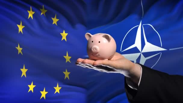 Bruksela Belgia Około Czerwca 2018 Unijne Inwestycje Nato Ręcznie Oddanie — Wideo stockowe