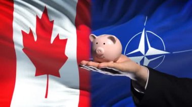 Nato, para servet içinde bayrak arka plan üzerine koyarak el Kanada yatırım