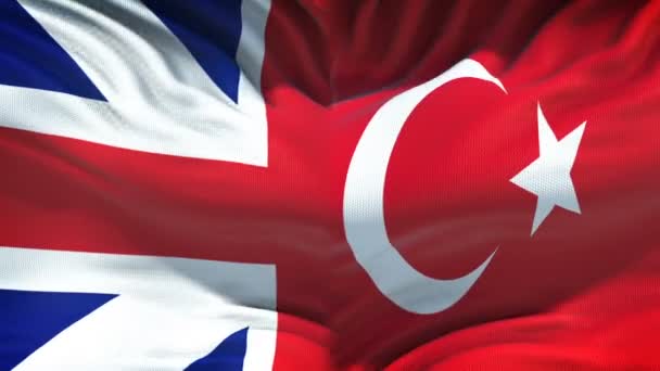 Great Britain Turkey Confrontation Fists Flag Background Diplomacy — Stock Video