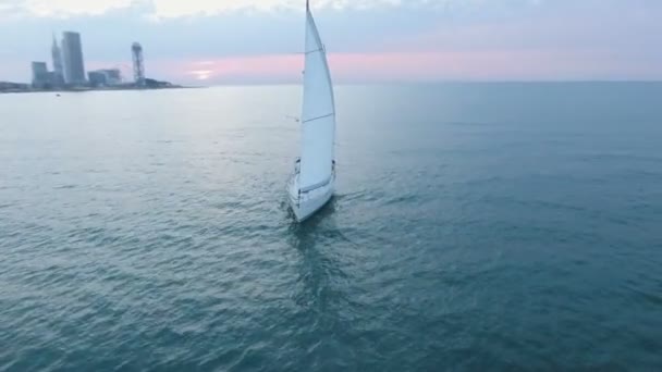 Luxury Yacht Sailing Clear Blue Water Success Confidence Traveling — Stock Video