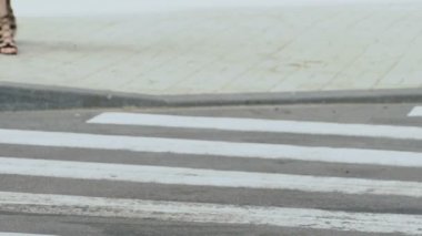 Araba tehlikeli kadın yaya, ihlali önünde yaya geçidi durdurma