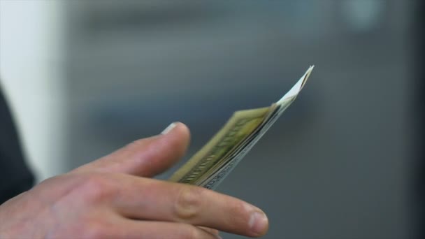 Mains Homme Affaires Comptant Les Billets Dollars Banque Jour Salaire — Video