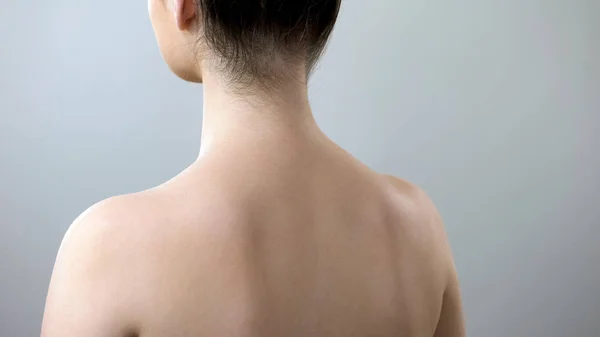 Healthy female neck and back, lady visiting spine doctor in clinic, healthcare — Stock Image Healthy Female Neck Back Lady Visiting Spine Doctor Clinic Healthcare Royalty Free Stock Images