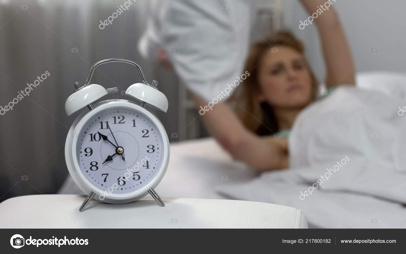Annoyed Alarm Clock Lady Throwing Pillow Sleep Deprivation Morning