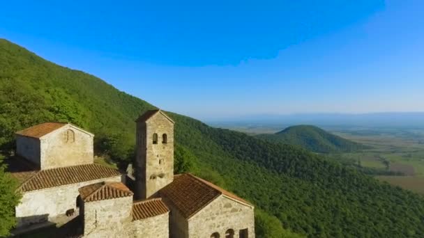 Μονή Nekresi Ιστορικά Αξιοθέατα Στην Κοιλάδα Alazani Στενή Εναέρια Άποψη — Αρχείο Βίντεο