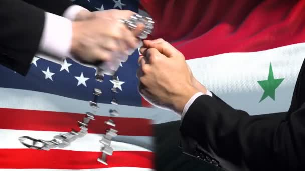美国对叙利亚的制裁 连锁武器 政治或经济冲突 — 图库视频影像