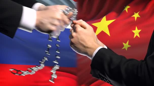 俄罗斯制裁中国 连锁武器 政治或经济冲突 禁止贸易 — 图库视频影像