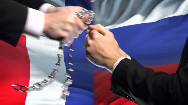 Frankrike Sanktioner Ryssland Kedjade Armar Politiska Eller Ekonomiska Konflikter Handelsförbud — Stockvideo