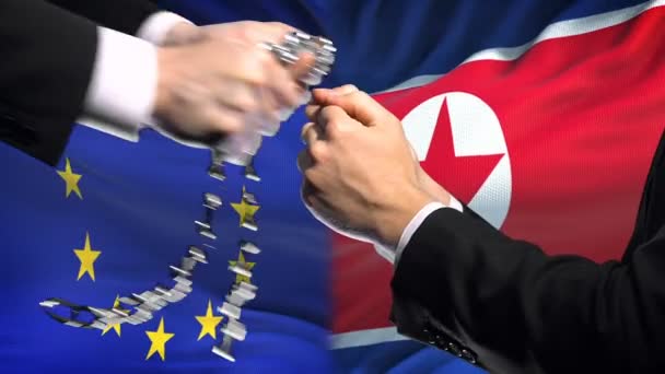 Sanzioni Dell Unione Europea Corea Del Nord Conflitto Politico Economico — Video Stock