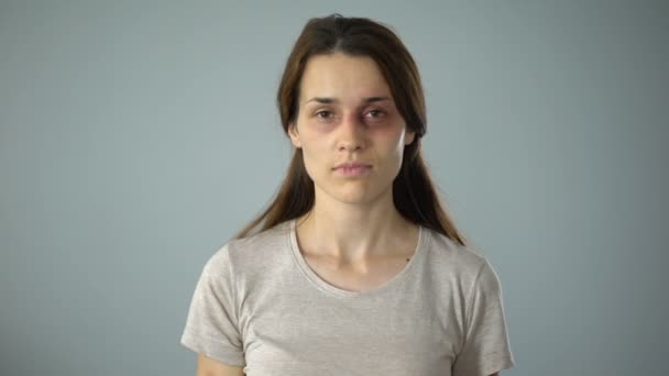 Mulher Ferida Sem Sinal Mão Violência Contra Prevenção Das Mulheres — Vídeo de Stock