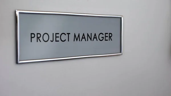 Project Manager Office Door Business Development Strategy Investment Startup — Stock Photo, Image