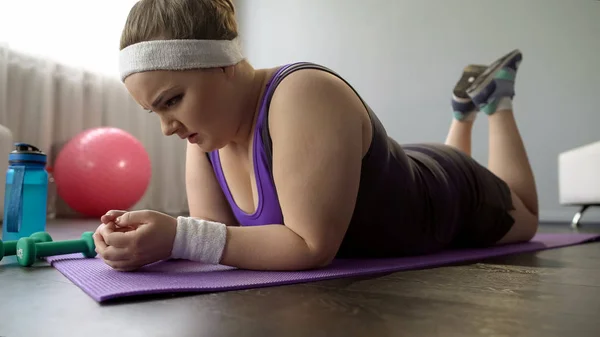 Chubby Dívka Depresivní Extra Zhubnout Léta Vzdát Smutek — Stock fotografie